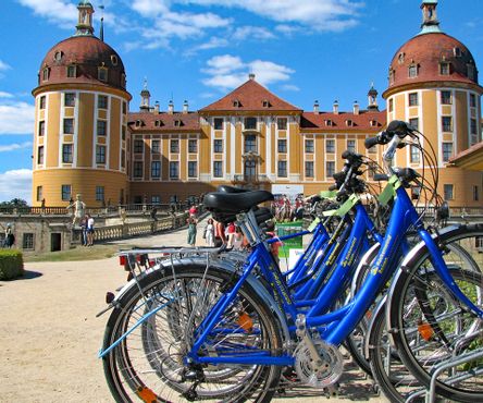 Bikes in front of castle in Dresden