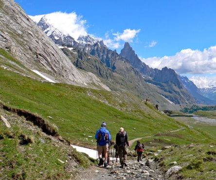 Hiking without luggage at the highest mountain in the alps