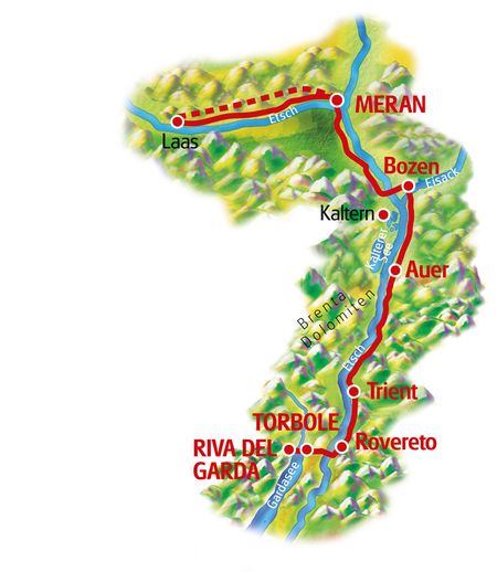 South Tirol for Family, Merand - Lake Garda, Map