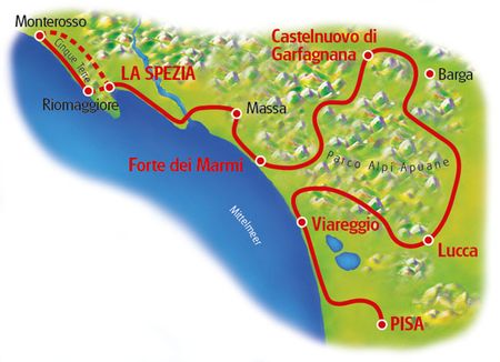 Map Pisa - Cinque Terre