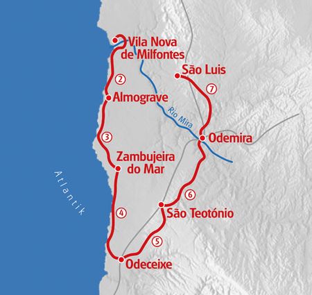 Hiking Rota Vincentina map