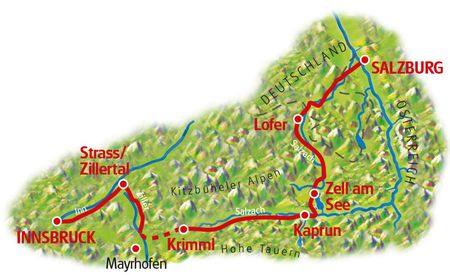 Map Innsbruck - Salzburg