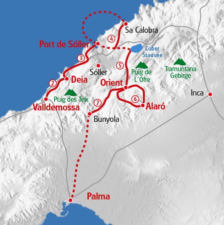Hiking Mallorca highlights map