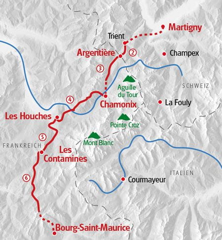 Hiking Mont Blanc west map