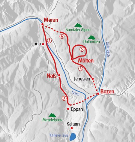 South Tyrol Alpine pasture trail hiking map