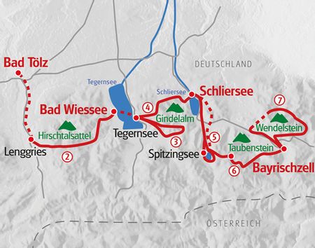 Hiking Tegernsee - Wendelstein map
