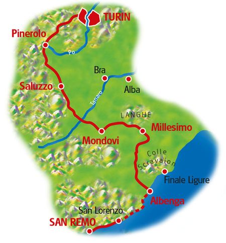 Map Turin - San Remo