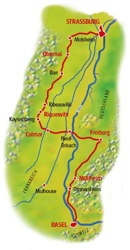 Map Rhine Cycle Parh II Basel - Strasbourg