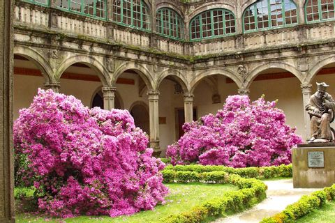 Impressive courtyard with flowers along the hiking tour 