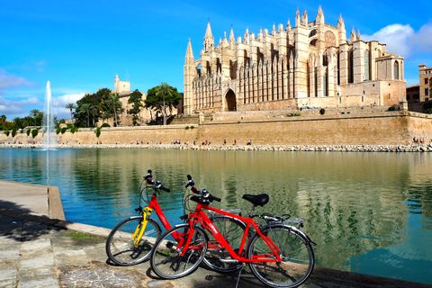 Eurobike Bicycles in front of the Cathedral of Palma de Mallorca