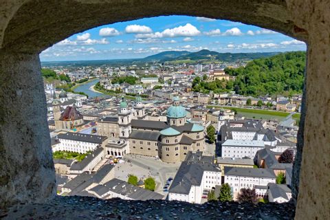 View over the cathedral and the historic centre of Salzburg