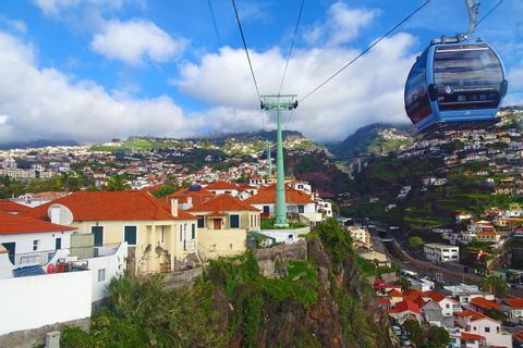 Cable car ride towards Monte in Funchal
