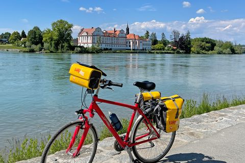 Eurobike Bicycle on the Inn with a view of Neuhaus Monastery