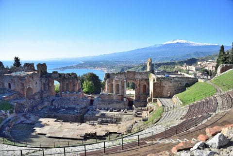 Sicilie, Italie, Amfitheater, Taormina