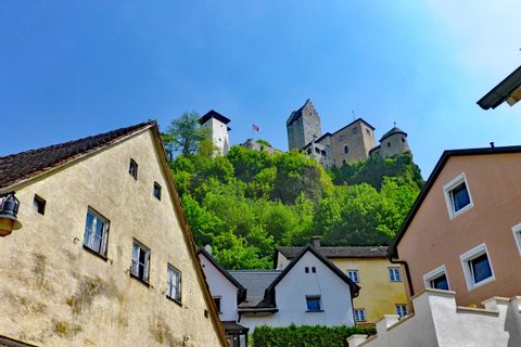 View to a castle at the hiking tour Altmühltal