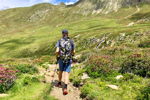 Hiker explores the mountains of South Tyrol