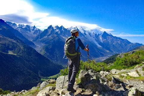 Hiking with view to Mont Blanc