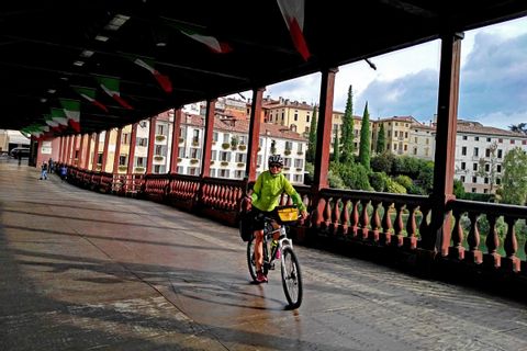 Bridge in Bassano with cyclist
