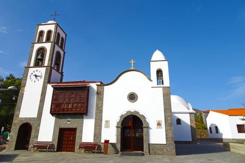Traditional church in the walkers village Santiago del Teide